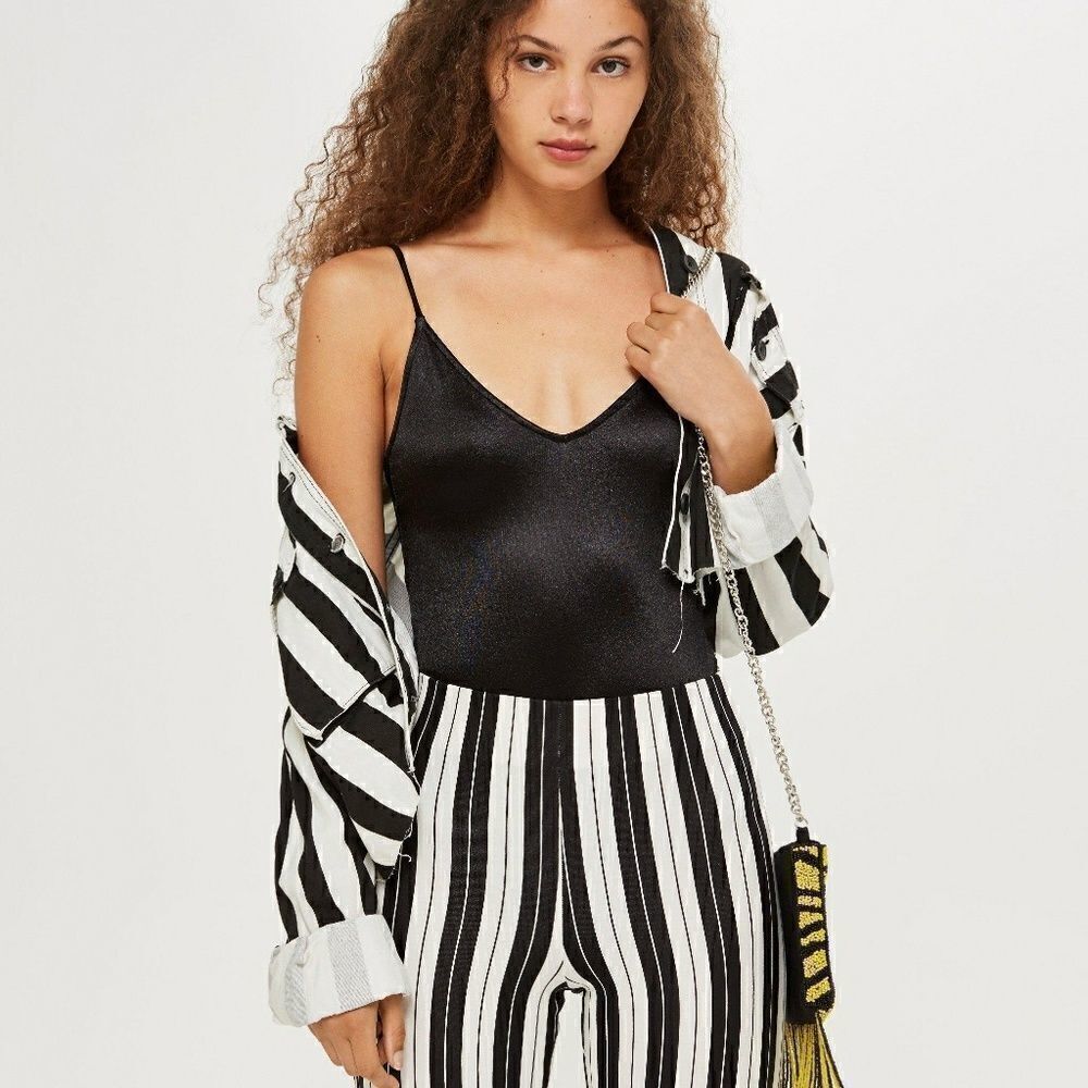 Topshop black sheen bodysuit size 4